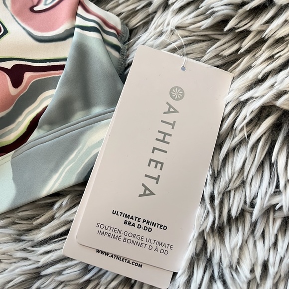 Athleta Ultimate Printed Sports Bra D-DD Marble Multi Womens XS NWT - Picture 4 of 8